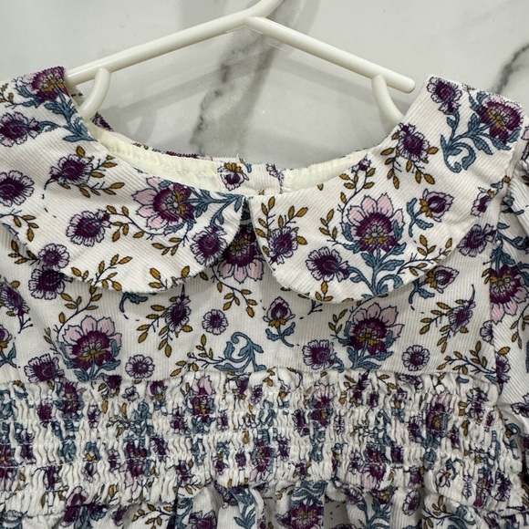 Joie Purple and Blue Floral corduroy, long sleeve Peter Pan collar Top - Picture 3 of 7